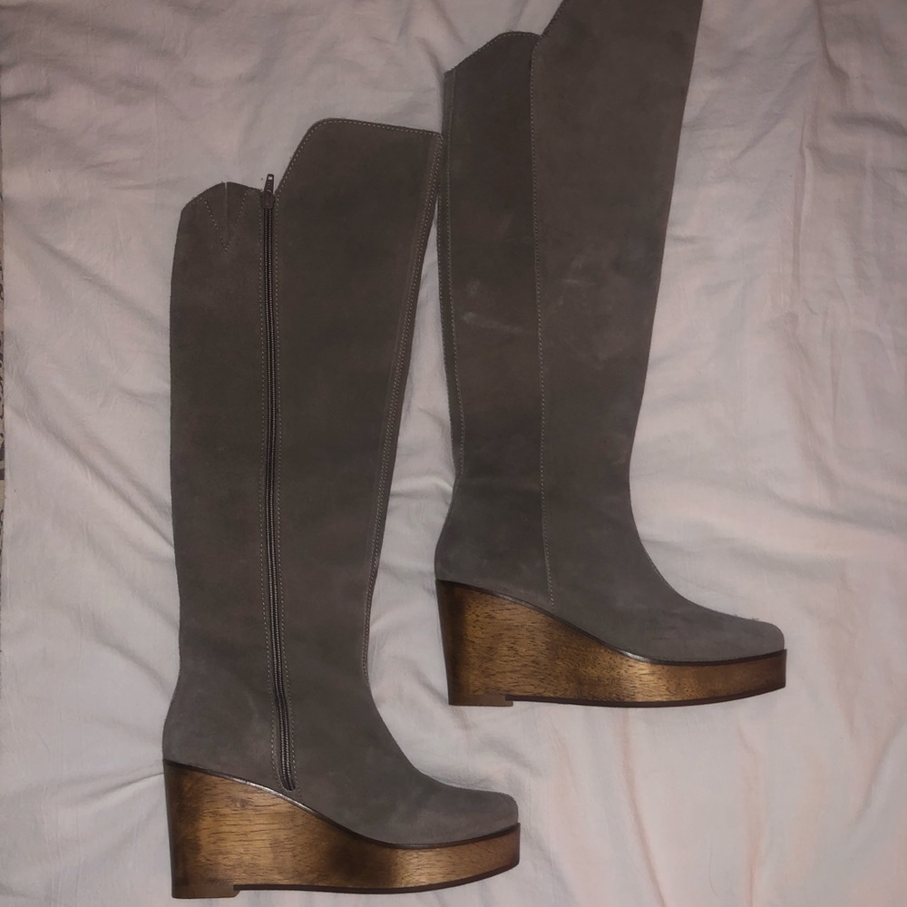 Anthropologie Knee High Wedge Boots
